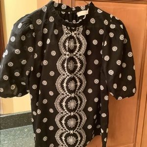 Black and White Embroidered Loft Top, brand new!